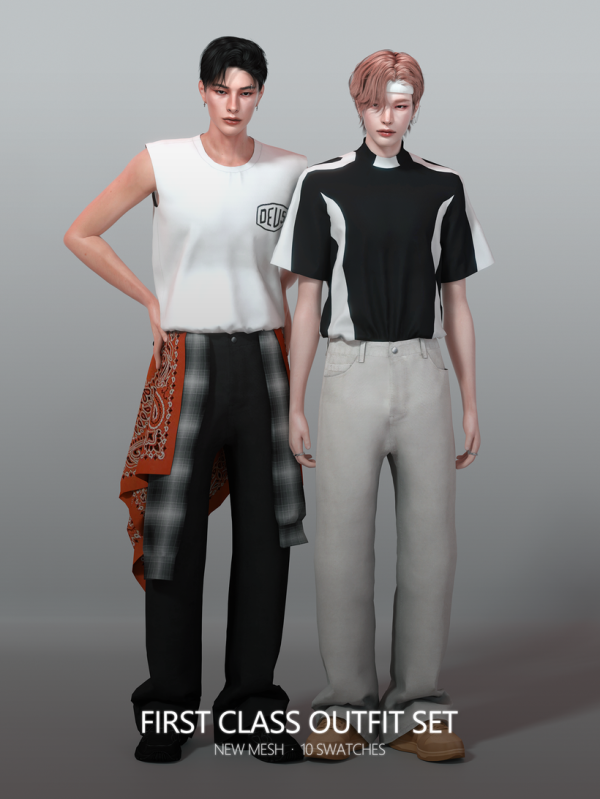 Alpha FIRST CLASS Outfit Set by simsfinds - The Sims 4 Custom Content