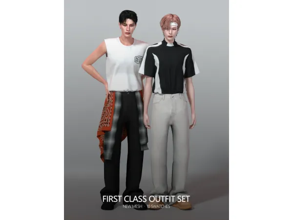 Alpha FIRST CLASS Outfit Set by rona_sims - The Sims 4 Custom Content