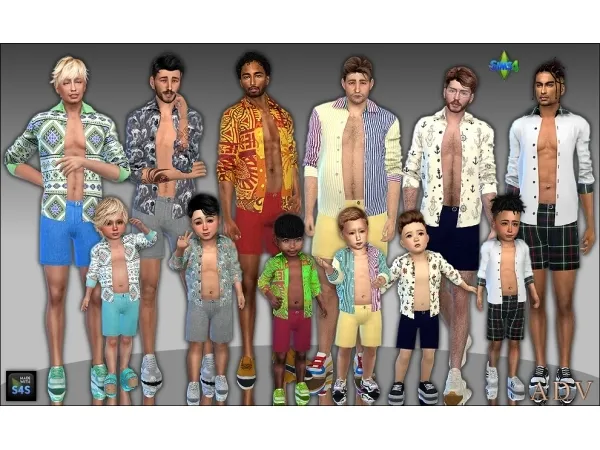 Mix Summer outfits for dad and son by artedellavita_mabra - The Sims 4 Custom Content
