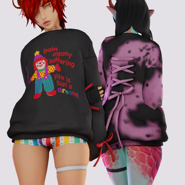 Maxis Match Nihilism Sweater Pessimist Shorts by simsfinds - The Sims 4 Custom Content