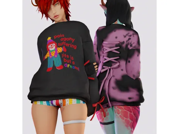 Maxis Match Nihilism Sweater Pessimist Shorts by saruin - The Sims 4 Custom Content
