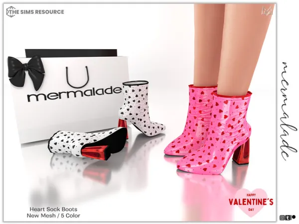 Alpha Heart Socks Boots S296 by mermalade - The Sims 4 Custom Content