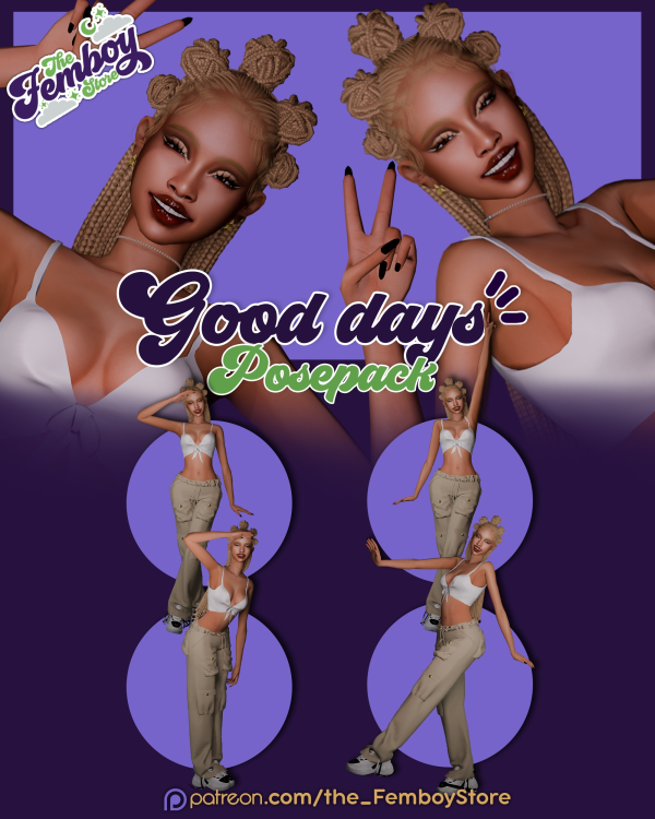Mix [FEMBOY] Good Days Posepack by simsfinds - The Sims 4 Custom Content