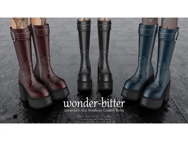 Alpha Generation Kiss Roadway Combat Boots by wonder-bitter - The Sims 4 Custom Content