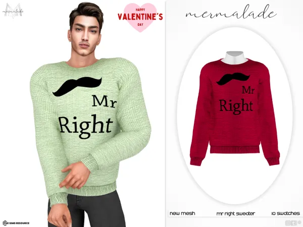 Alpha Mr Right Sweater MC535 - The Sims 4 Custom Content