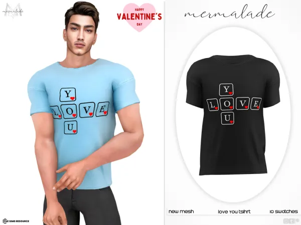 Alpha Love You Tshirt MC533 (male) - The Sims 4 Custom Content