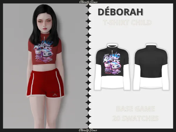 Alpha Déborah T Shirt Child by clarity-sims - The Sims 4 Custom Content