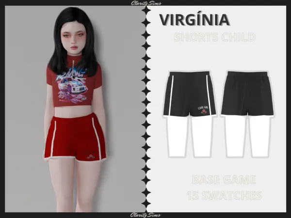 Alpha Virgínia Shorts Child by clarity-sims - The Sims 4 Custom Content