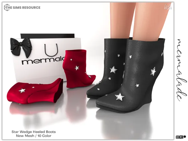 Alpha Star Wedge Heeled Boots S302 - The Sims 4 Custom Content
