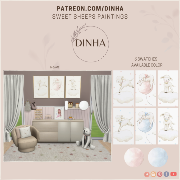 Mix Sweet Sheeps Paintings (FREE) by dinhagamer - The Sims 4 Custom Content