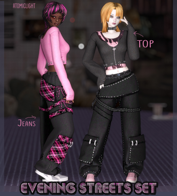 Mix Evening Streets Set by atomiclight - The Sims 4 Custom Content