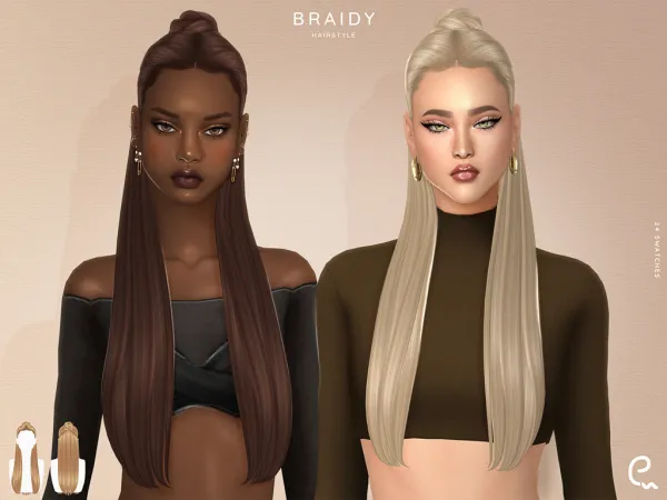 Maxis Match [EnriqueS4] Braidy Hairstyle by simsfinds - The Sims 4 Custom Content