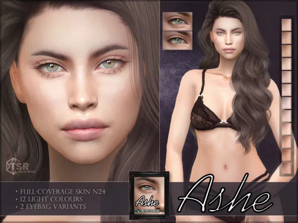 Alpha Ashe Female Skin 24 Light colours ( ) by simsfinds - The Sims 4 Custom Content