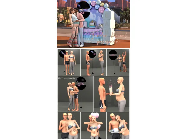 Maxis Match Posepack Gender Reveal by Rosiesimsie - The Sims 4 Custom Content