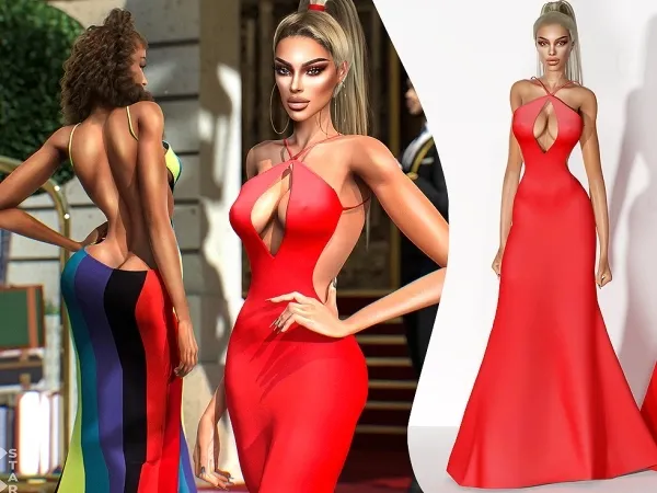 Alpha Mermaid Evening Dress Dress from VMA 2023 by cool_content_star - The Sims 4 custom content