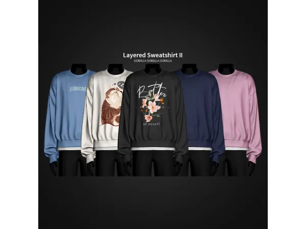 Alpha Layered Sweatshirt II by gorillax3 - The Sims 4 Custom Content