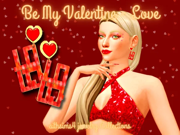 Maxis Match Be My Valentine Love Earring by simsfinds - The Sims 4 Custom Content