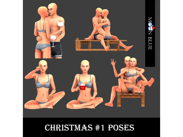Mix CHRISTMAS 1 POSES MOON BLUE by moonbluets4 - The Sims 4 Custom Content