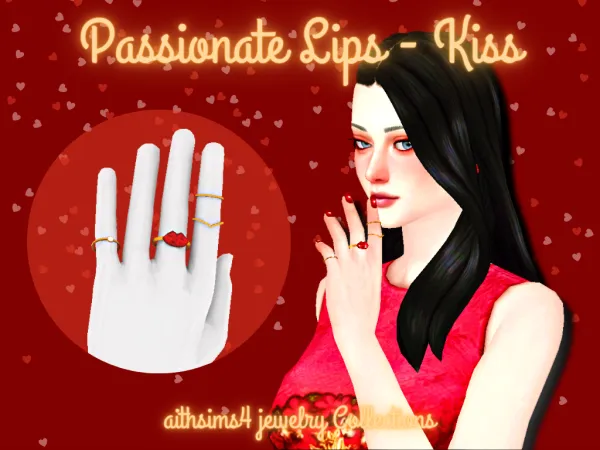 Maxis Match Passionate Lips Kiss Ring by aithsims - The Sims 4 Custom Content