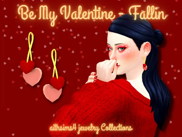Maxis Match Be My Valentine Fallin Earring by aithsims - The Sims 4 Custom Content