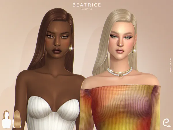 Maxis Match [EnriqueS4] Beatrice Hairstyle by simsfinds - The Sims 4 Custom Content