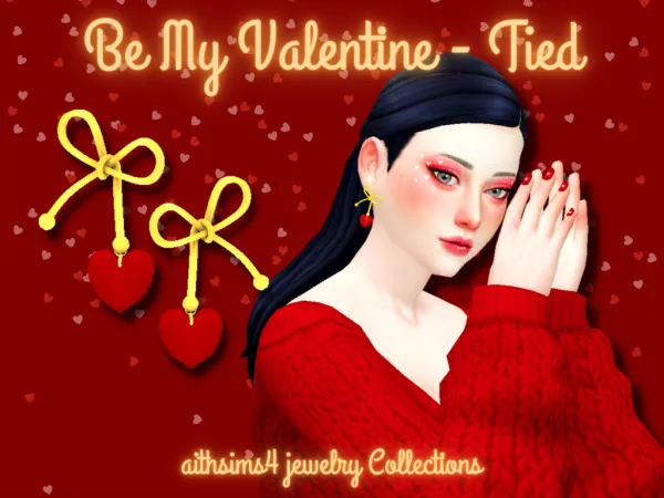 Maxis Match Be My Valentine Tied Earring by simsfinds - The Sims 4 Custom Content