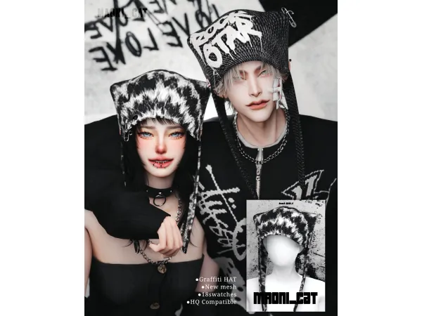 Alpha [Maoni_cat]Graffiti HAT by Maonicat - The Sims 4 Custom Content