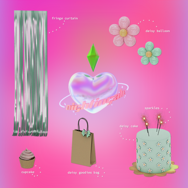 Alpha Daisy Party Set by simsfinds - The Sims 4 Custom Content