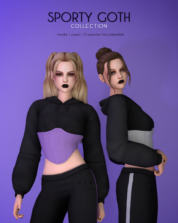 Mix Hoodie Corset Sporty Goth Collection by luxysims - The Sims 4 Custom Content