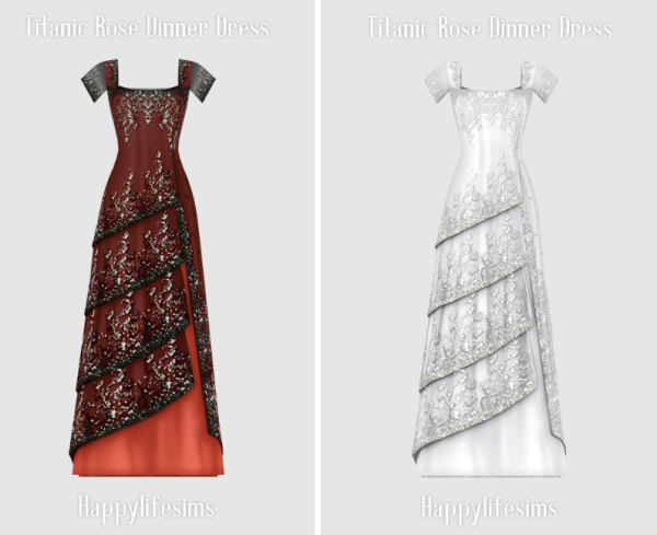 Mix [Lonelyboy] Titanic Rose Dinner Dress by simsfinds - The Sims 4 Custom Content