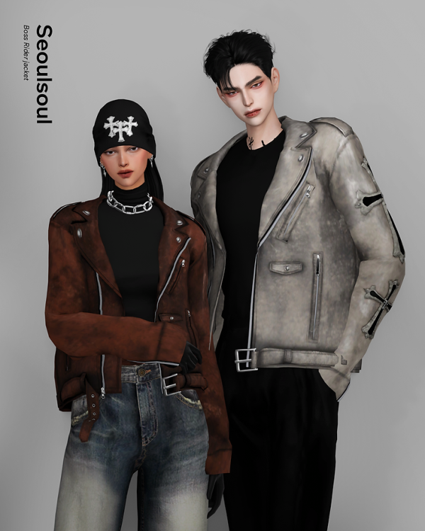 Alpha SIMS4 Boss Rider jacket by simsfinds - The Sims 4 Custom Content