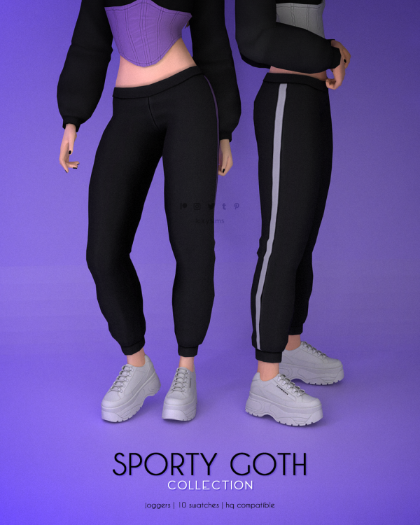 Mix Joggers Sporty Goth Collection by luxysims - The Sims 4 Custom Content