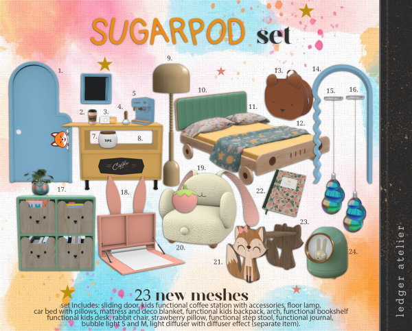 Alpha Sugarpod Set (Atelier Tier) by ledger_atelier - The Sims 4 Custom Content