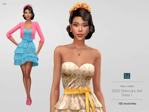 Maxis Match February Set Dress 1 by elfdor - The Sims 4 Custom Content