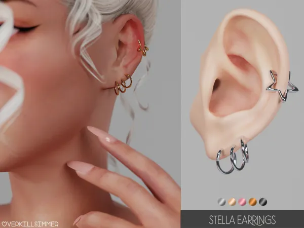 Mix Stella earrings by overkillsimmer - The Sims 4 Custom Content