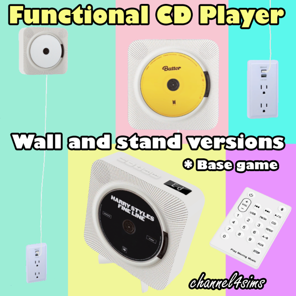 Mix CD player functional Wall Stand versions by simsfinds - The Sims 4 Custom Content