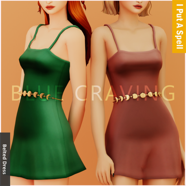 Mix Blue Craving Belted Dress by bluecraving - The Sims 4 Custom Content