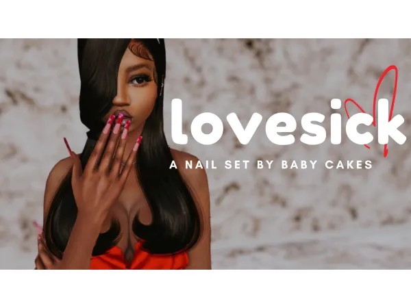 Alpha Lovesick Nail Set by babycakessims - The Sims 4 Custom Content