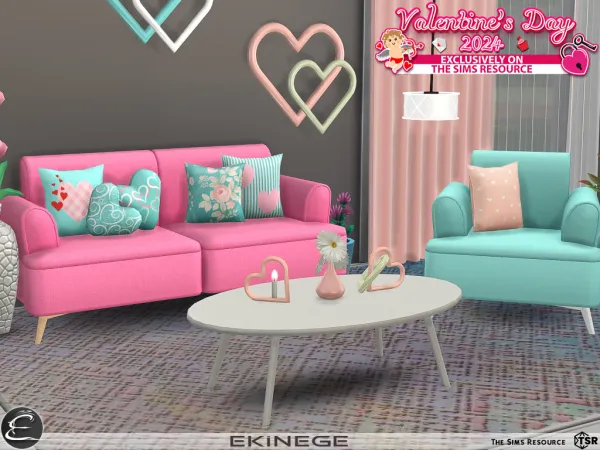 Alpha Ekinege Valentines Living Room by simsfinds - The Sims 4 Custom Content