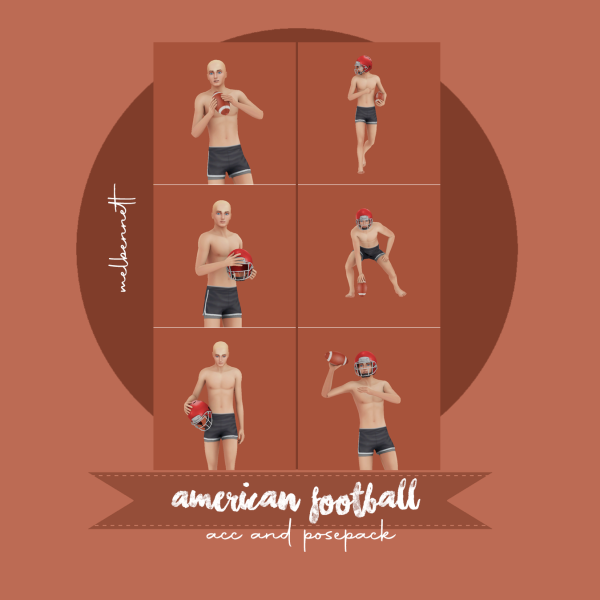 Mix American Football Acc and Posepack by melbennett - The Sims 4 Custom Content