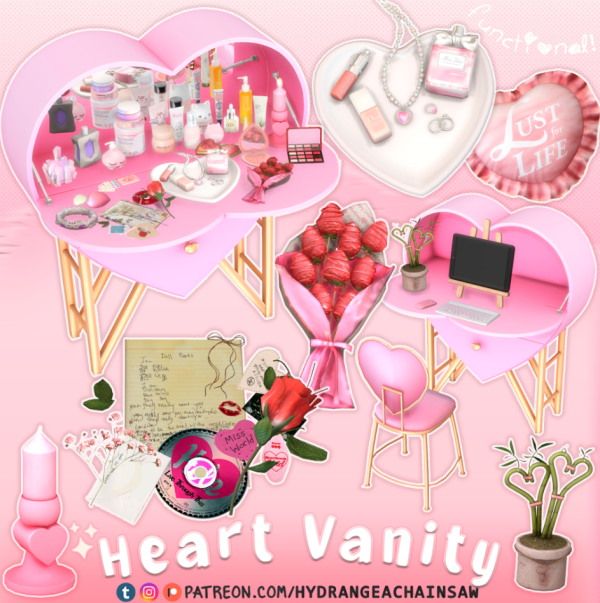 Alpha Heart Vanity by hydrangeachainsaw - The Sims 4 Custom Content