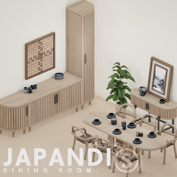Maxis Match Japandi DINING ROOM PACK by simsfinds - The Sims 4 Custom Content