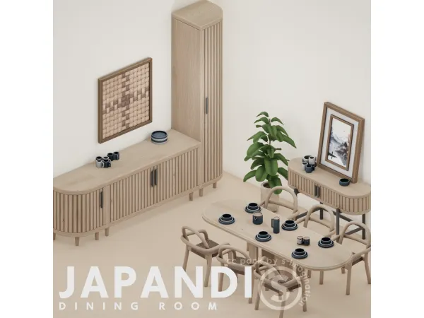 Maxis Match Japandi DINING ROOM PACK by simagination - The Sims 4 Custom Content