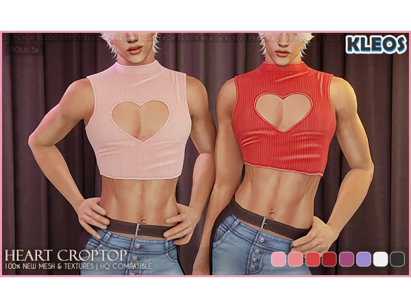 Alpha PEACH Heart Crop Top - The Sims 4 Custom Content