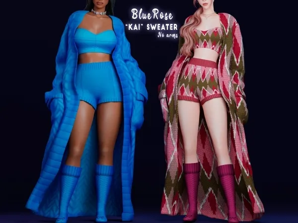 Mix Kai Long Sweater Top BRsims by bluerose-sims - The Sims 4 Custom Content