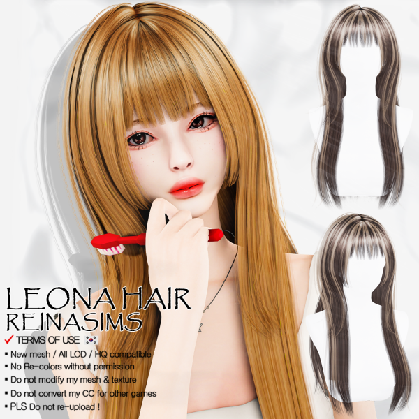 Alpha Reina 102 Leona hair by simsfinds - The Sims 4 Custom Content