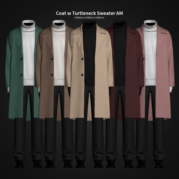 Alpha Coat w Turtleneck Sweater AM by simsfinds - The Sims 4 Custom Content