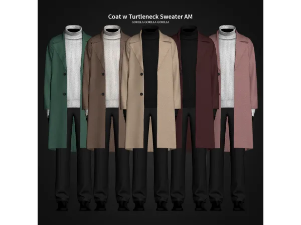 Alpha Coat w Turtleneck Sweater AM by gorillax3 - The Sims 4 Custom Content