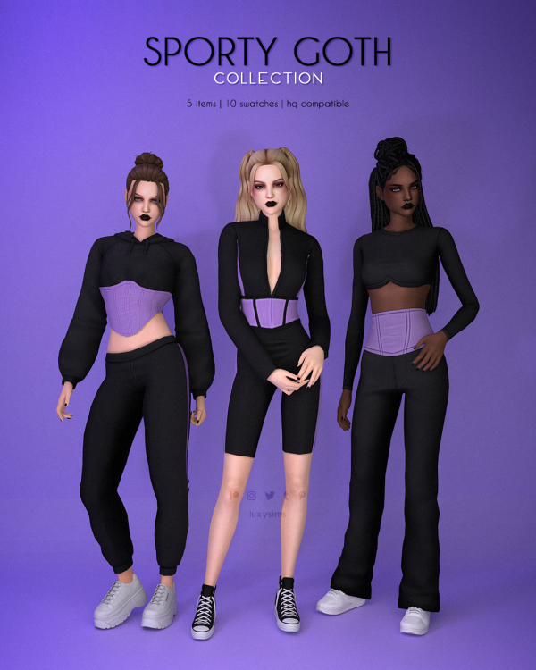 Alpha Sporty Goth Collection complete by luxysims - The Sims 4 Custom Content