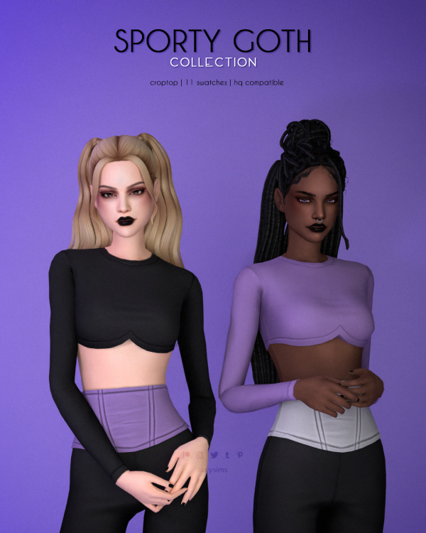 Mix CropTop Sporty Goth Collection by luxysims - The Sims 4 Custom Content